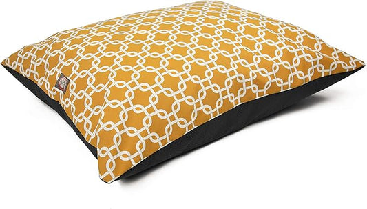 Majestic Pet Medium Rectangle Washable Non Slip Comfy Dog Bed - Crate & Kennel Bed for Medium Breed Dogs - 35 x 28 Inch - Links Yellow