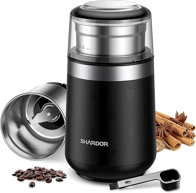 SHARDOR Super Silent Coffee Grinder, Herb, Spice, Electric Coffee Bean & Espresso Grinder with 1 Removable Stainless Steel Bowl