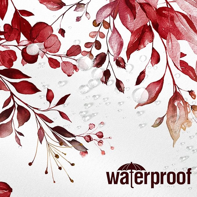 Extra Long Eucalyptus Shower Curtain 72 x 96 Inch, Burgundy Red Botanical Floor to Ceiling X-Long Shower Curtain, Watercolor Plant Leaves with Floral Decorative Bathroom Curtain with Hooks