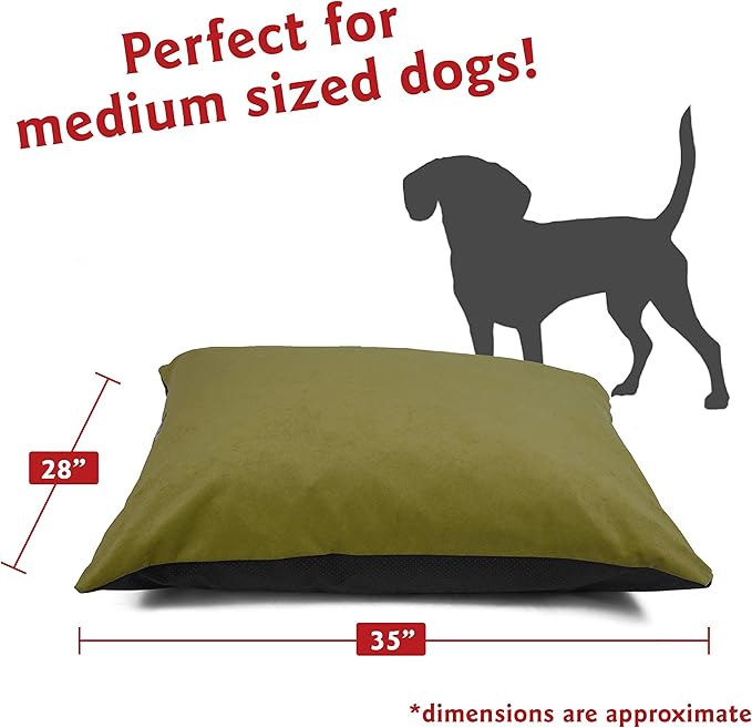 Majestic Pet Rectangle Medium Dog Bed - Washable Non Slip Comfy Crate Kennel Bed - Super Value Pillow - Medium Breed 35 x 28 Inch - Villa Fern