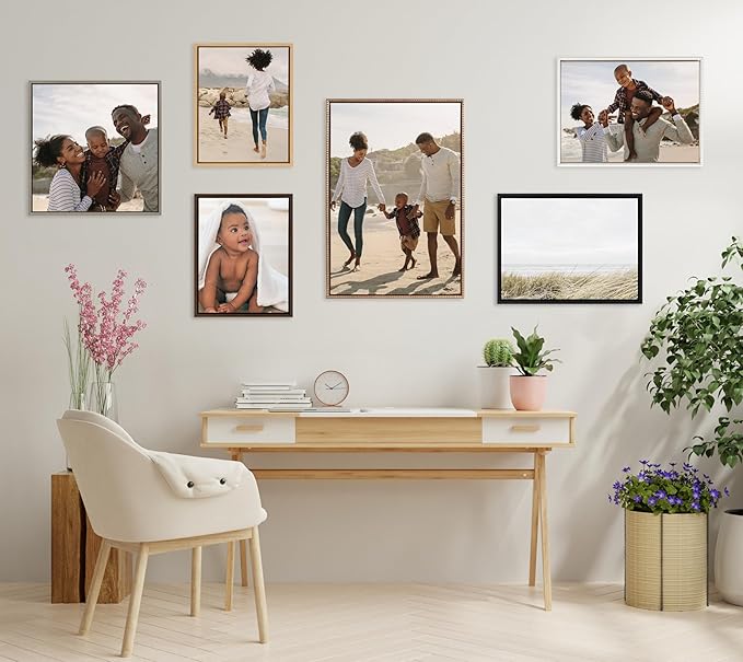 Kate and Laurel Custom Printed Framed Canvas Wall Art, 31.5x41.5 Gray, Sylvie Personal Canvas Print with Your Photos for Bedroom or Living Room Gallery Wall Decor | Printed and Hand Framed in the USA