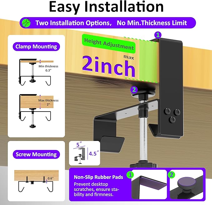 Under Desk Cable Management Tray - Under Desk Cord Management - Clamp/Screw Mount - Fabric Wire Management - Cable Raceways Tray Cord Hiders for Office/Home (Black, 28.6"×5.6")