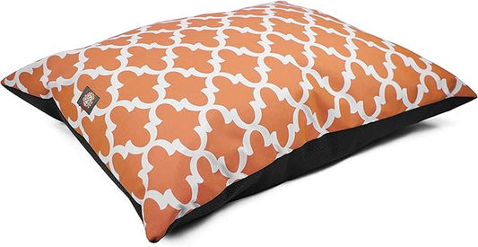 Majestic Pet Rectangle Medium Dog Bed Washable – Non Slip Comfy Pet Bed – Dog Crate Bed Super Value Pillow Dog Bed – Dog Kennel Bed for Sleeping - Dog Bed Medium Breed 35 x 28 Inch – Trellis Orange