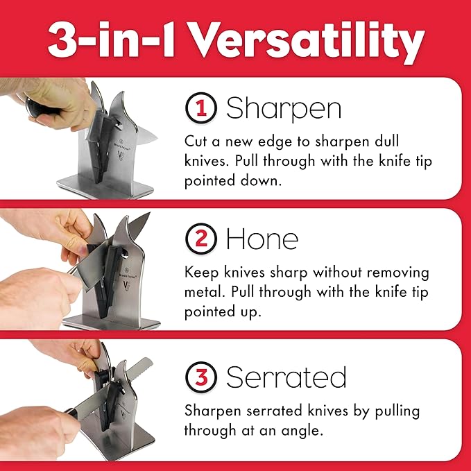 Brod & Taylor VG2 Professional Knife Sharpener | 3-Action Tungsten Carbide (Stainless Steel)