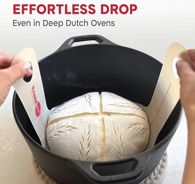 KneadAce Silicone Bread Sling Set Of Oval & Round with Long Handles, Nonstick＆Reusable Easy-Lift Baking Mat Easy Clean Dutch Oven Liners, Sourdough Baking Supplies, Ideal As Gift For Bakers