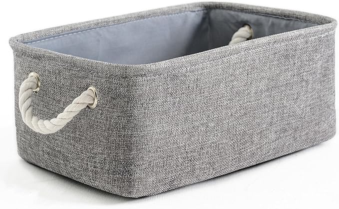 TheWarmHome Storage Bins for Shelves - 11.8x7.9x5.2 inch Grey Small Storage Baskets for Organizing, Fabric Storage Cubes Closet Organizer for Home Nursery Gift Decorative (Gray)