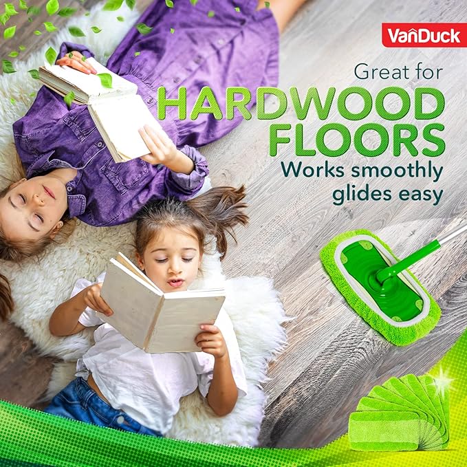 VanDuck Reusable Mop Pads Compatible with Swiffer Sweeper (6-Pack) - Washable Microfiber Mop Pads for Wet & Dry Use - All Purpose Floor Mopping and Cleaning Product