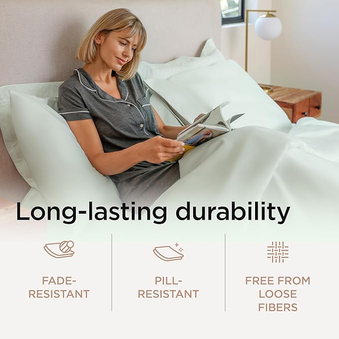 Threadmill Full Size Sheets | 800 Thread Count Bed Sheets with 16” Deep Pocket for Full Size Mattress | Sateen Weave, Better Than Egyptian Cotton, 4-Piece Bedding Set with Cooling Effect | Seaglass