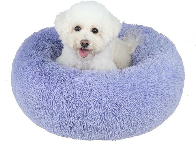 Best Pet Supplies Dog House Bed Crate Mat Tent Indoor Round Soft Plush for Small, Medium, and Large Breeds - Lavender, 24 x 24 x 7