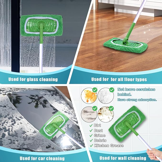 Reusable Mop Pads Compatible with Swiffer Sweeper Mop, Washable Wet Mop Pads Refills, Dry Sweeping Cloths, Microfiber Mops for Floor Cleaning -6 Pack