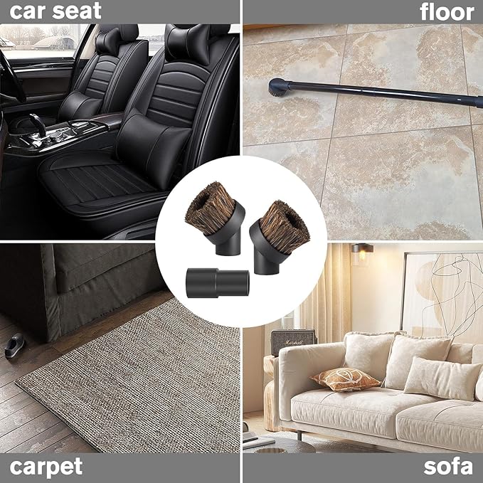 3PACK- Horse Hair Brush Vacuum Attachment for Shark Vacuum Attachments, Round Dust Brush for Shark Vacuum Brushs Attachment With Adapter, for Most Vacuum Cleaners Accessories