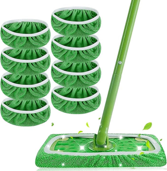 8 Pack Reusable Microfiber Mop Pads for Swiffer Sweeper,Dry Sweeping Cloths,Washable Microfiber Wet Mopping Cloth Refills,Floor Cleaning Refills Pads for Household Floor Cleaning (Mop is Not Included)