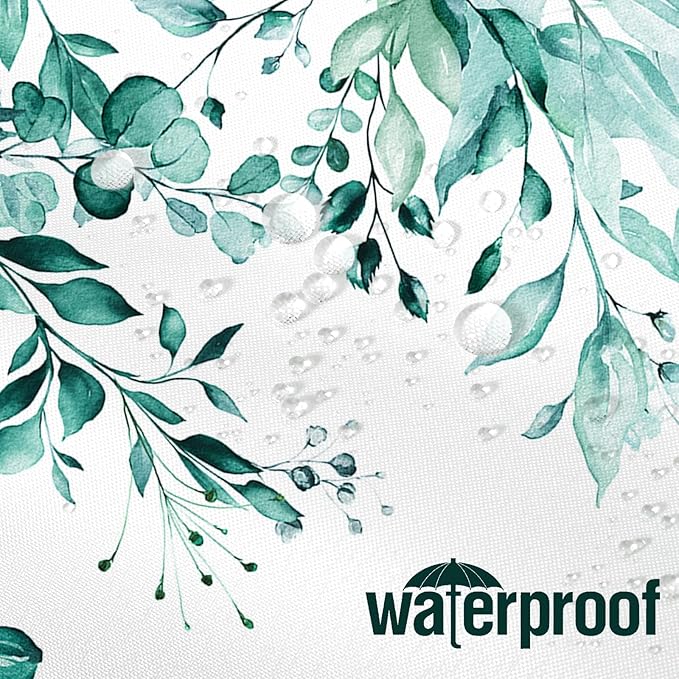 Extra Long Eucalyptus Shower Curtain 72 x 96 Inch, Teal Botanical Floor to Ceiling X-Long Shower Curtain, Watercolor Plant Leaves with Floral Decorative Bathroom Curtain with Hooks