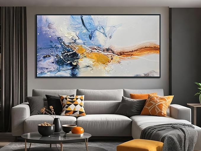 Ardemy Large Abstract Wall Art Canvas for Living Room Modern Framed Textured Painting Picture Wall Decor Bedroom Artwork Home Office Kitchen Dining Room Black Wood 40"x20"