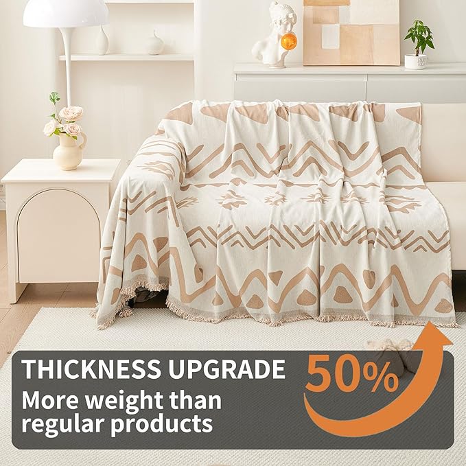 HAOMAIJIA Non Slip Couch Cover Sofa Covers for 3 Cushion Couch Washable sectional Couch Covers for Dogs pet Furniture Protector Couch Cover Blanket for Living Room (My-Khaki, 71"x118")