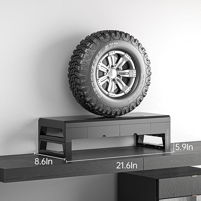 Computer monitor stand with 2 drawer ，Laptop Desk Shelf & Monitor Riser 21.6 inches long desk riser Monitors/PC/Laptop/Computer Space Saver Organizer ，Heavy Duty Gift Gaming Studio Offic (Basic Version, 500mm Drawer)