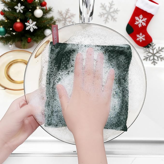 Homaxy 100% Cotton Waffle Weave Kitchen Dish Cloths, Ultra Soft Absorbent Quick Drying Dish Towels, 12 x 12 Inches, 6-Pack, Blackish Green