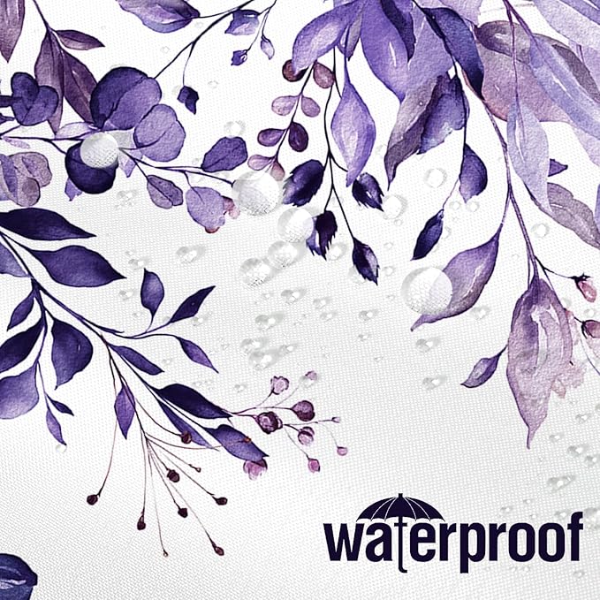 Extra Long Eucalyptus Shower Curtain 72 x 96 Inch, Purple Botanical Floor to Ceiling X-Long Shower Curtain, Watercolor Plant Leaves with Floral Decorative Bathroom Curtain with Hooks