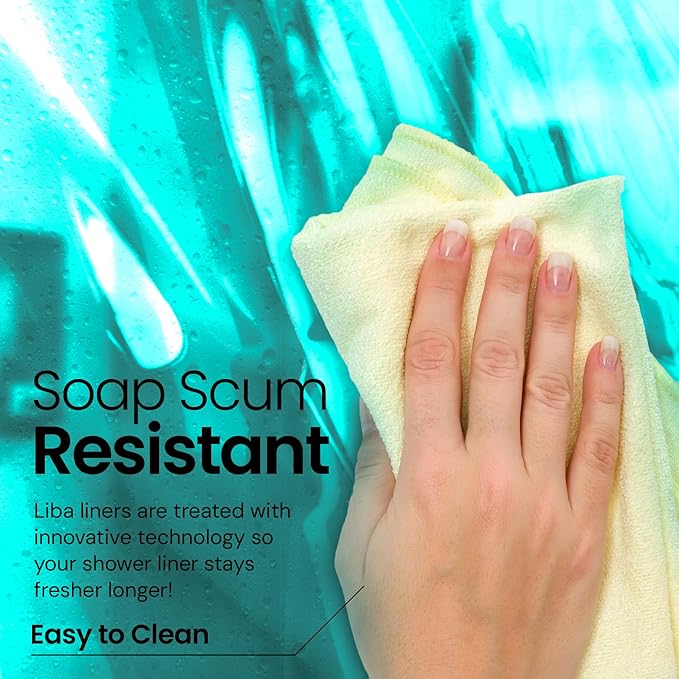 LiBa Bathroom Shower Curtain Premium PEVA Non-Toxic, Green Clear Waterproof Plastic Shower Curtain Liner with Rust Proof Grommets 8G Bathroom Accessories 72x72