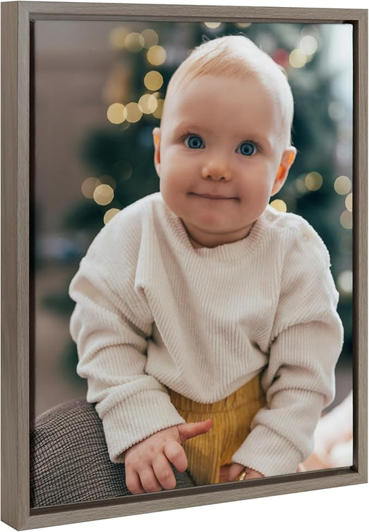 Kate and Laurel Custom Printed Framed Canvas Wall Art, 16x20 Gray, Sylvie Personal Canvas Print with Your Photos for Bedroom or Living Room Gallery Wall Decor | Printed and Hand Framed in the USA