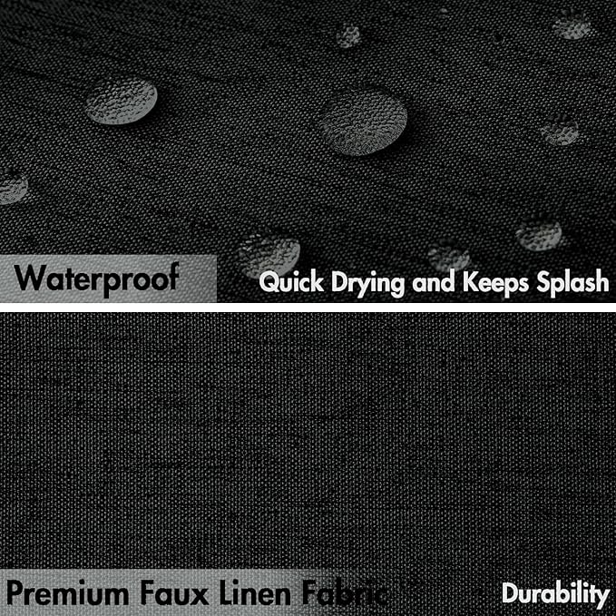 MIULEE Extra Long Linen Shower Curtain 90 Inches Long with 12 Metal Hooks Washable Fabric Curtain Set Waterproof Neutral Thick Cloth Shower Curtains for Bathroom Hotel Bathtub, Black