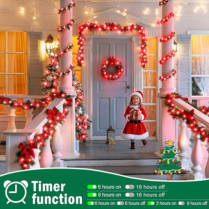 SAUIRS 403FT 1000 LED Christmas Lights Outdoor String Lights with 8 Modes Timer Waterproof Fairy Light Plug in for Outside Indoor Party Xmas Palm Tree Yard Wedding Decorations(Red)