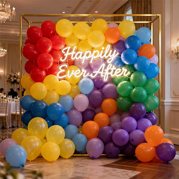 10 Colors Rainbow Party Balloons 100 Pack, 12 Inch Vibrant Latex Helium Round Balloons Garland for Birthdays Weddings Baby Showers Arch Decorations