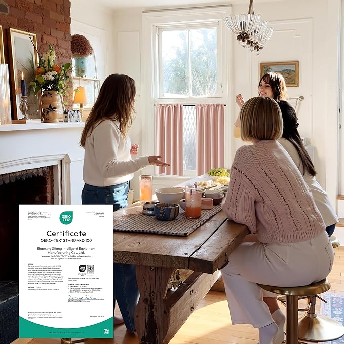 RYB HOME 100% Blackout Bathroom Curtains Over Sink 24 inches Long, Heat & UV Blocking Total Room Darkening Noise Reducing Curtains for Basement RV Campers, Peach Pink, 2 Panels Set