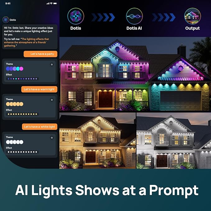 Linkind Permanent Outdoor Lights HP5,Smart AI RGBTW 100ft Christmas Lights, 85 Scenes Modes for Daily Holiday Christmas Decorations,IP67 Waterproof, Compatible with Alexa,Google Assistant