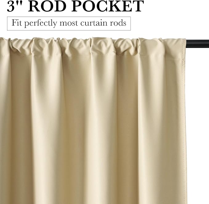 RYB HOME 100% Blackout Bathroom Curtains Over Sink 30 inches Long, Heat & UV Blocking Total Room Darkening Noise Reducing Curtains for Basement RV Campers, Biscotti Beige, 2 Panels Set