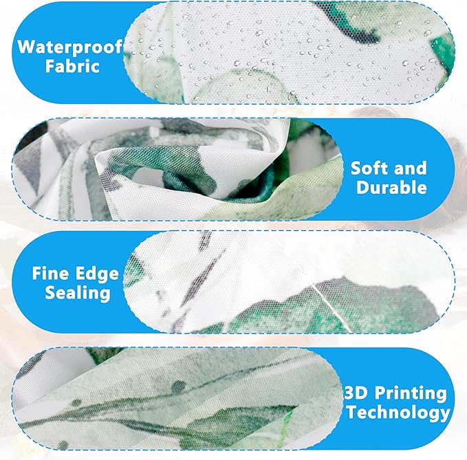 Olive Green Eucalyptus Leaves Shower Curtain for Bathroom:Aesthetic Art Watercolor Plant Shower Curtains Sets with Hooks,Waterproof Fabric Decor 60x72 inches.