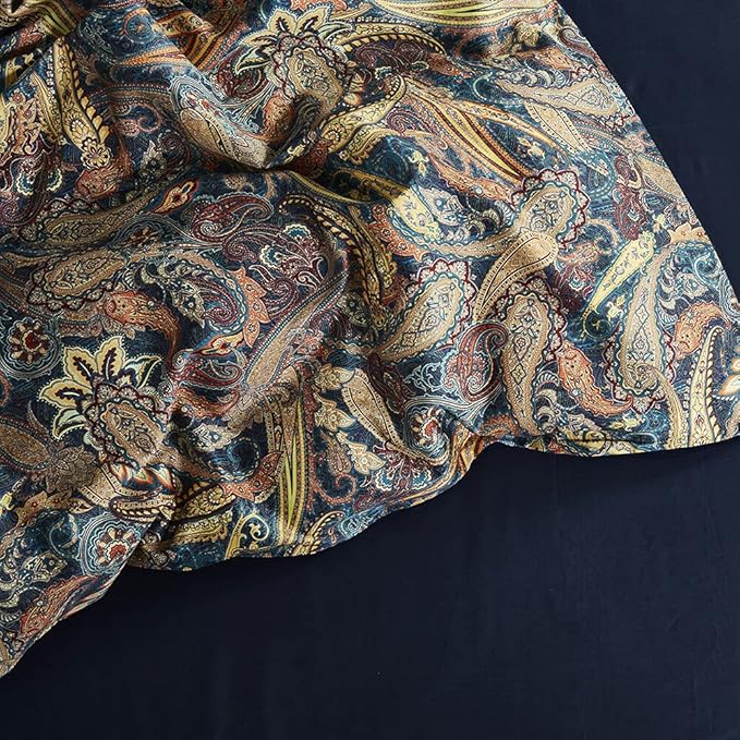 Cupocupa Duvet Cover Queen Size Set Boho Floral Pattern Duvet Cover Queen for Queen Size Bed Vintage Soft Bedding Leaf Print Paisley Duvet with Pillowcases