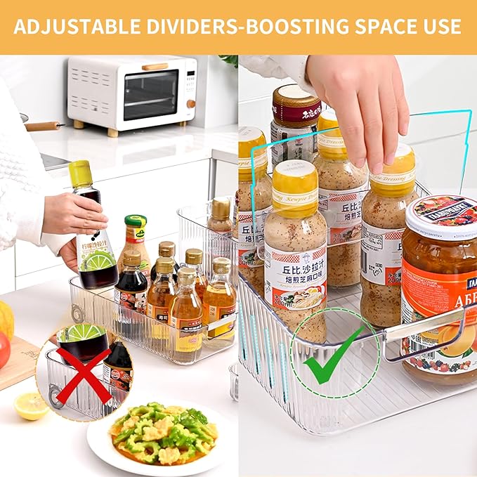 Refrigerator Organizers and Storage 2pcs Rolling Storage Bins Fridge Organizer BPA-Free Refrigerator Organizer for Deep Cabinet