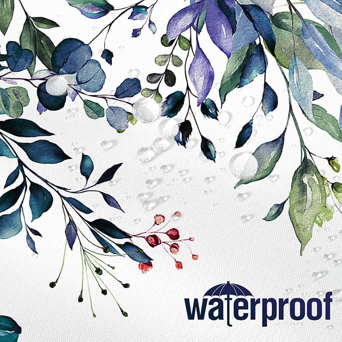 Extra Long Eucalyptus Shower Curtain 72 x 96 Inch, Green Botanical Floor to Ceiling X-Long Shower Curtain, Watercolor Plant Leaves with Floral Decorative Bathroom Curtain with Hooks