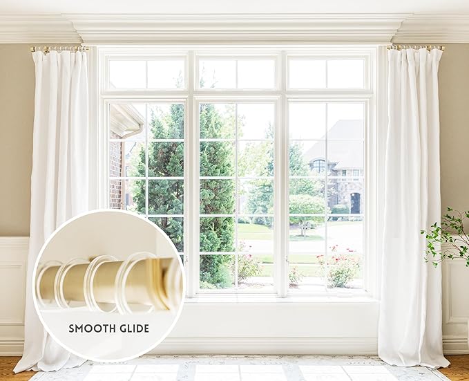 BlastHome® Luxury Curtain Rings - Premium Metal with Quiet, Smooth Nylon Inserts - Pinhooks and Clips Included - 1 1/2" Inside Diameter - 9 Rings for One Standard Curtain - Clear Acrylic