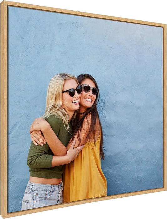 Kate and Laurel Custom Printed Framed Canvas Wall Art, 30x30 Natural, Sylvie Personal Canvas Print with Your Photos for Bedroom or Living Room Gallery Wall Decor | Printed and Hand Framed in the USA