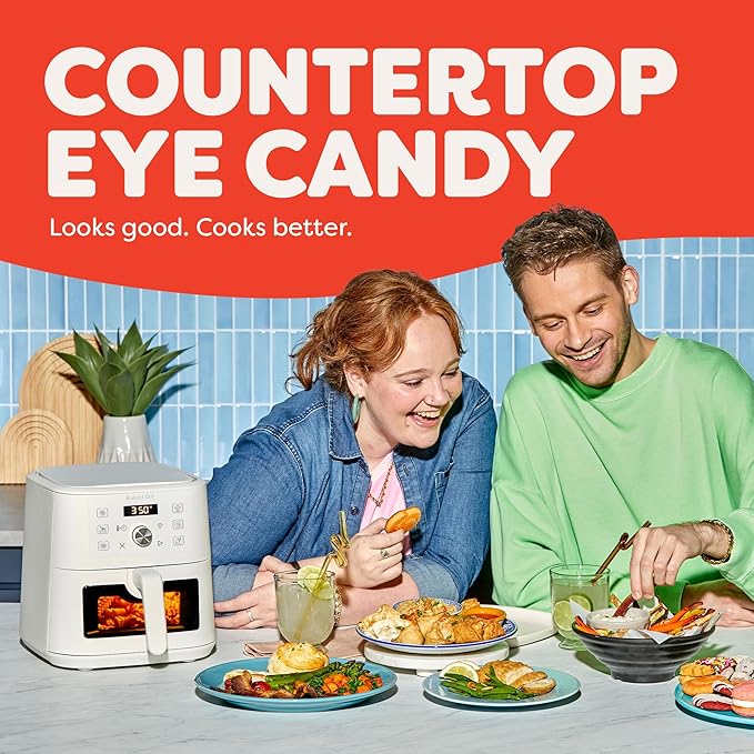 Instant Pot 4Qt VORTEX 6-in-1 Mini Air Fryer, Custom Program Options, Air Fry, Broil, Roast, Dehydrate, Bake, Reheat, Sea Salt, 4 Quarts