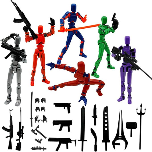 (Assembly Completed) 6 Packs Dummy13 Action Figure Set, 3D Printed ActionFigure Toy Gifts for Kids, Dummy 13,Robot 13 Action Figure Full Body Mechanical Doll Christmas Birthday Gift for Boys Girls