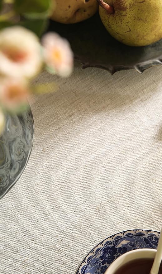 patdrea Designer Linen Vintage Blue Rectangle Tablecloth,Leaves Pattern Durable Floral Table Cloth,French Table Cover Cloth Decor for Kitchen Dining,Christmas,Thanksgiving,Party,55"x79"-Ivar B