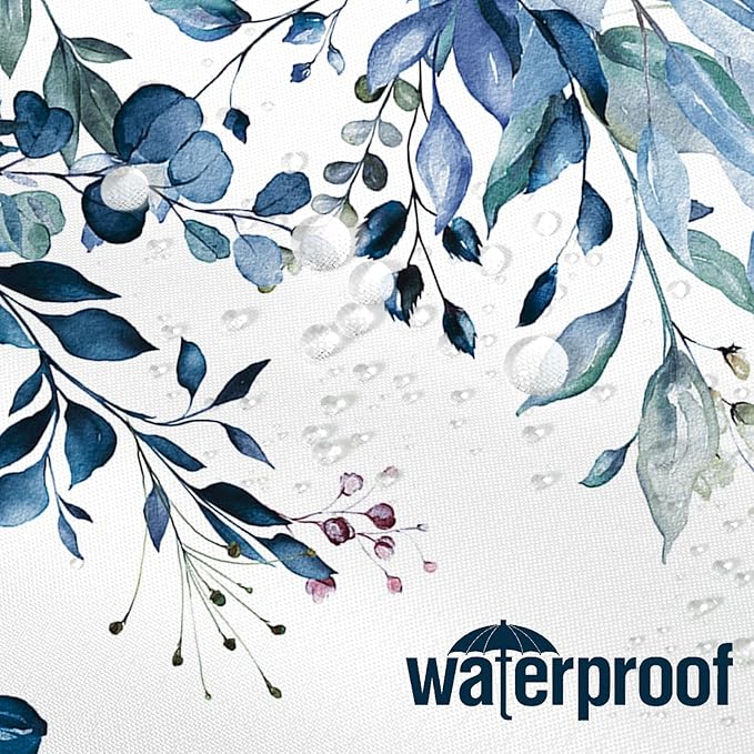 Extra Long Eucalyptus Shower Curtain 72 x 96 Inch, Blue Botanical Floor to Ceiling X-Long Shower Curtain, Watercolor Plant Leaves with Floral Decorative Bathroom Curtain with Hooks