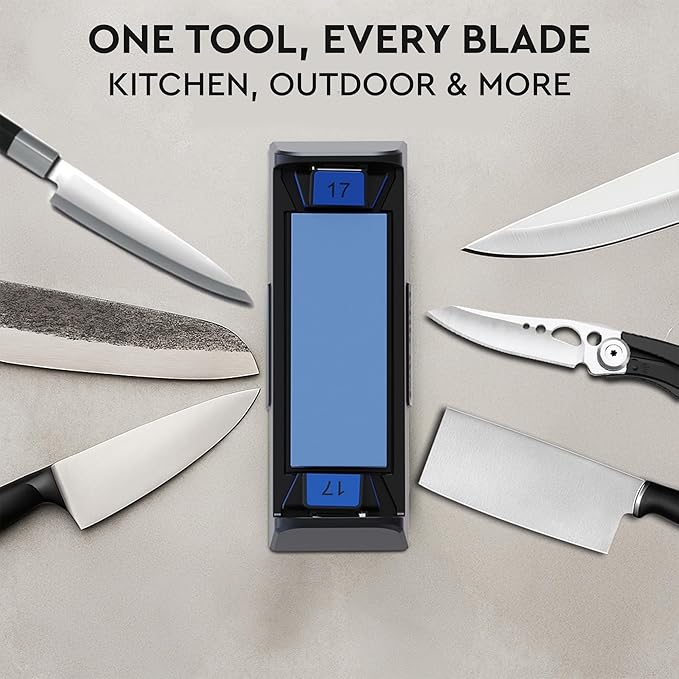 Sharp Pebble Knife Sharpening Stone Kit-Grit 1000/6000 Wet Stone-Built In Angle Guides 15/17/20/22 Degrees- Professional Whetstone Knife Sharpener Stone Set with Plastic Base