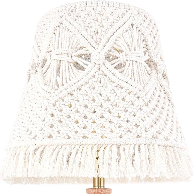 Boho Wood Table Lamp 23IN Cute Desk Lamp with White-Ivory Hollow Woven Lampshade - Modern Bedside or Side Table Lamp for Bedroom,Living Room,and Interior Decoration
