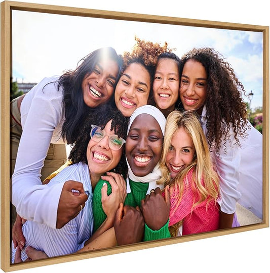 Kate and Laurel Custom Printed Framed Canvas Wall Art, 38x28 Natural, Sylvie Personal Canvas Print with Your Photos for Bedroom or Living Room Gallery Wall Decor | Printed and Hand Framed in the USA