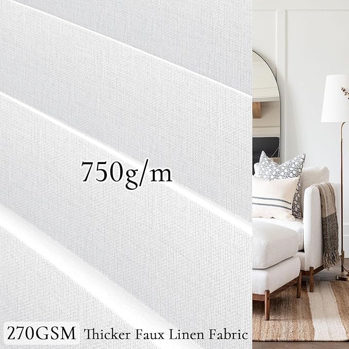 100% Blackout Memory Trained Pleated Curtains with Magnetic Closure, White 100% Blackout Curtain for Bedroom 84 inches Long, 1 Panel, W45 x L84, Greyish White