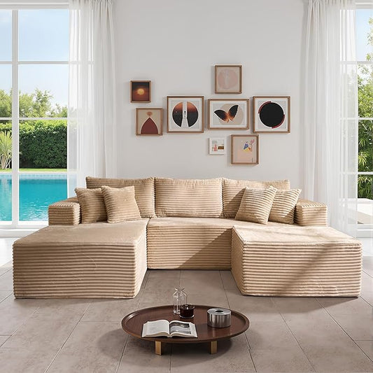 108" Modular Sectional Sofa, Cloud Sectional Couch with Ottoman, Modern Modular L-Shape Sofa Couch with Chaise,Upholstered Couches for Living Room Bedroom