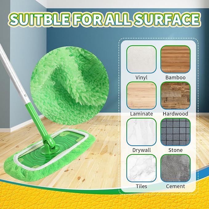 Reusable Microfiber Mop Pads Compatible with Swiffer Sweeper Mop, Wet and Dry Flat Swiffer mop Cover, 5 Pack Washable Swiffer Pads for Surface/Hardwood Floor Cleaning (Mop is Not Included)