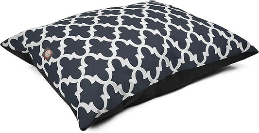 Majestic Pet Rectangle Medium Dog Bed Washable – Non Slip Comfy Pet Bed – Dog Crate Bed Super Value Pillow Dog Bed – Dog Kennel Bed for Sleeping - Dog Bed Medium Breed 35 x 28 Inch – Trellis Navy
