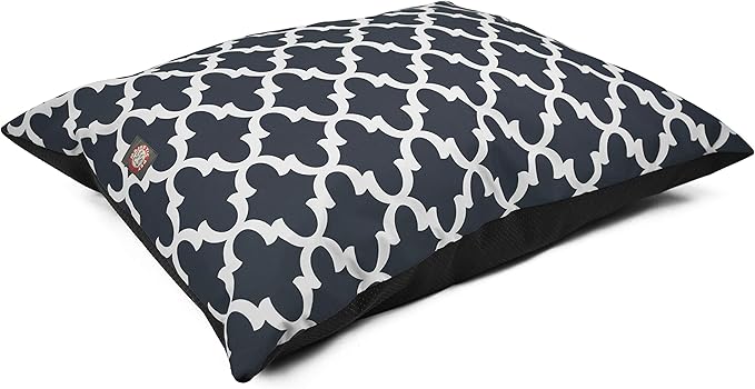 Majestic Pet Rectangle Large Dog Bed Washable – Non Slip Comfy Pet Bed – Dog Crate Bed Super Value Pillow Dog Bed – Dog Kennel Bed for Sleeping - Dog Bed Large Breed 46 x 35 Inch – Trellis Navy