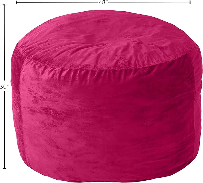 Sofa Sack Bean Bag Chair Cover Only, for Adults and Kids, Without Filling Comfy Fluffy Round or Oval Beanbag Chair Cover Replacement, Lazy Sofa Cover for Reading Chair or Floor Chair, 4-Feet, Magenta