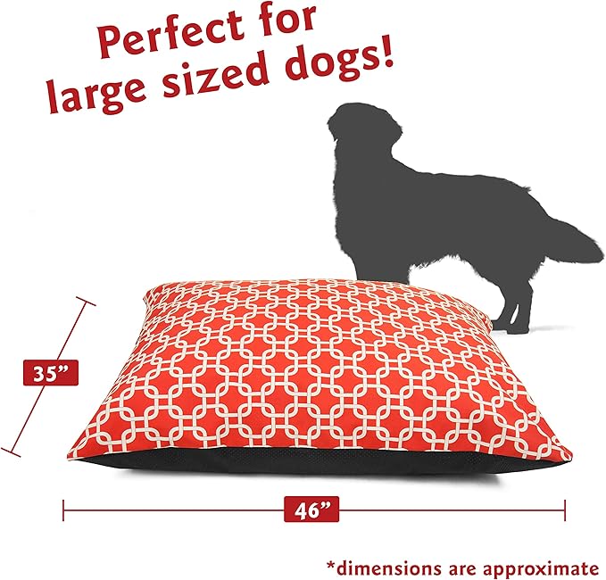 Majestic Pet Rectangle Large Comfy Non Slip Washable Dog Bed - Super Value Pillow - Dog Kennel & Crate Bed for Sleeping, Breed: Large - 46 x 35 Inch - Links Red